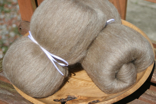Manx Loaghton / Honey Tussah Silk smooth blended batts - 100g