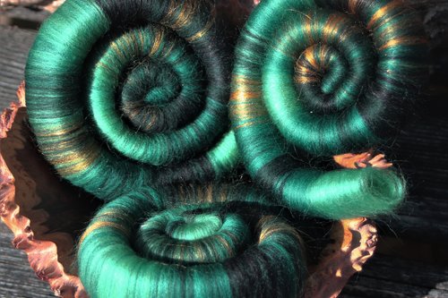Royal Malachite rolags - 100g