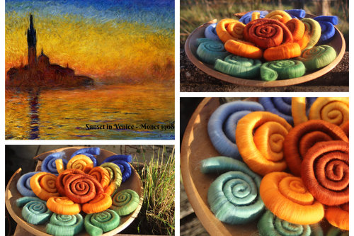 Venice Sunset Gradient rolag set- 110g